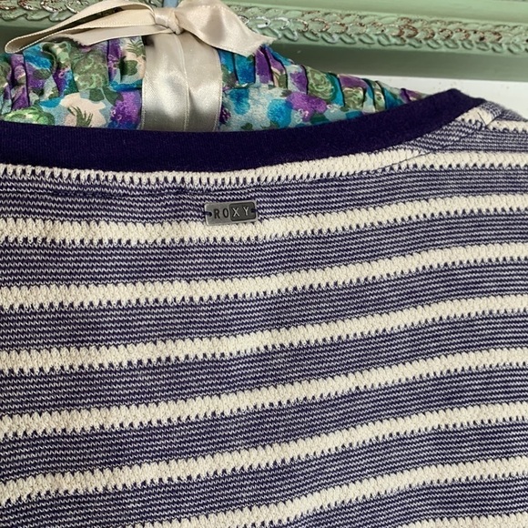 Roxy long sleeve striped casual beach knit long sleeve shirt small violet ivory - Picture 7 of 7